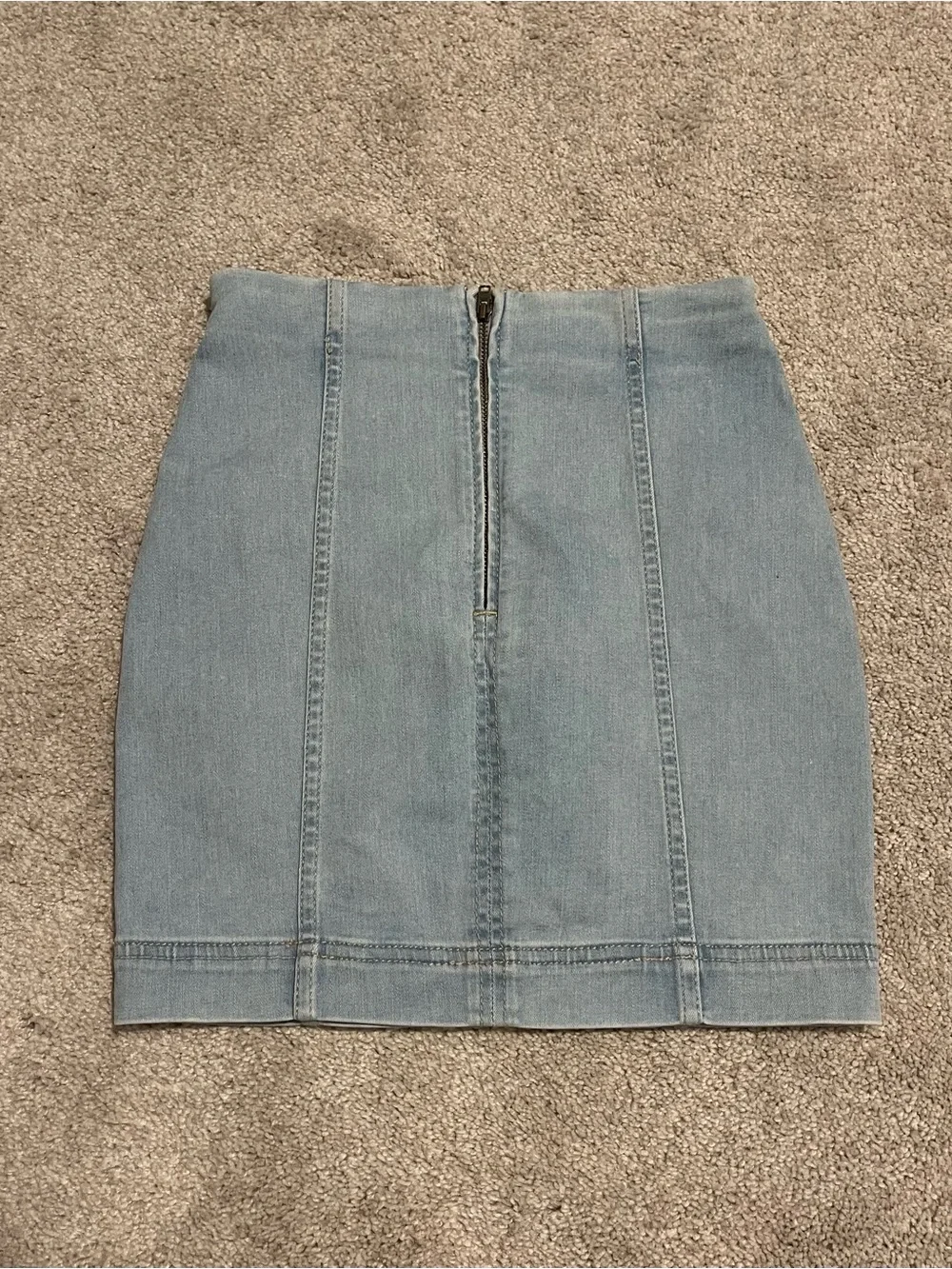 Free People Modern Femme Summer Capsule Stretch Denim Mini Skirt with Back Zip